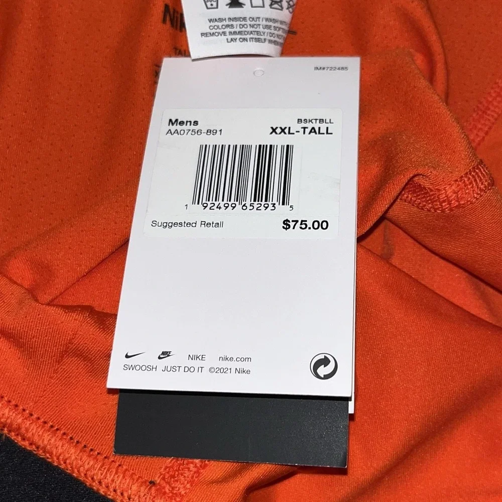 Nike Pro Padded Pants Mens 2XL Tall Orange NBA Basketball AA0756-891 Leggings